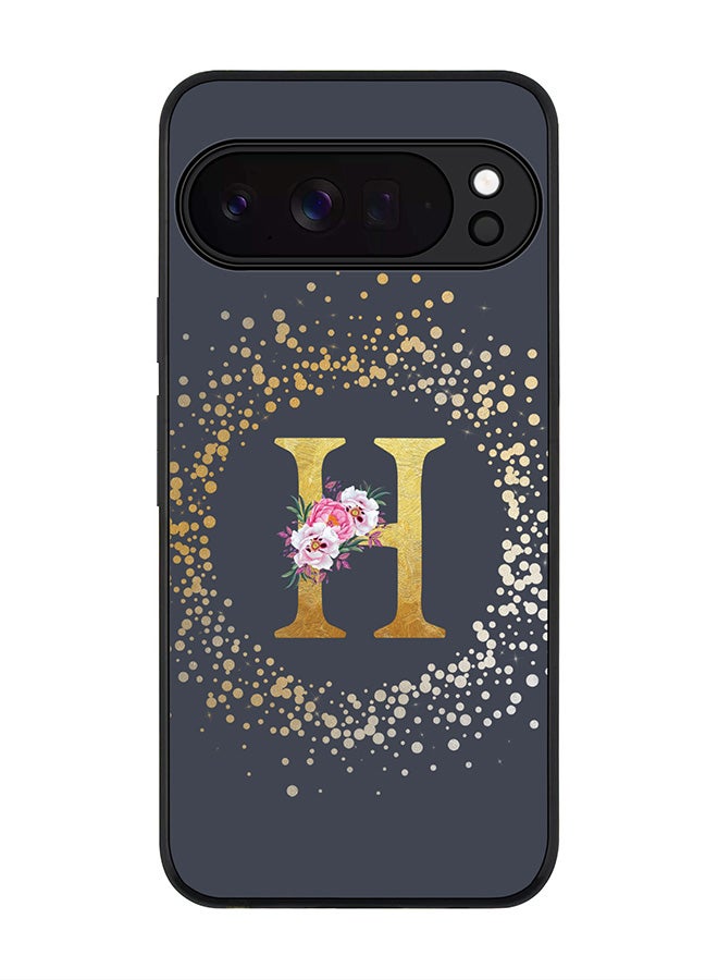 For Google Pixel 10 Pro Case,Slim fit Camera Protection, Shockproof Thin Phone cover  - Custom Monogram Floral - H  (Grey )
